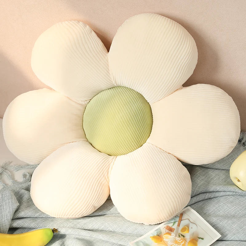 Pink Flower Cushion for Bedroom & Bay Window. Soft Six Petal Pillow