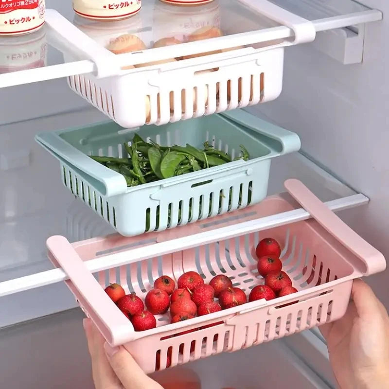 Retractable Fridge Storage Basket – Multi-Functional Kitchen Organiser