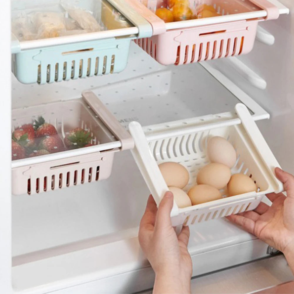 Retractable Fridge Storage Basket – Multi-Functional Kitchen Organiser