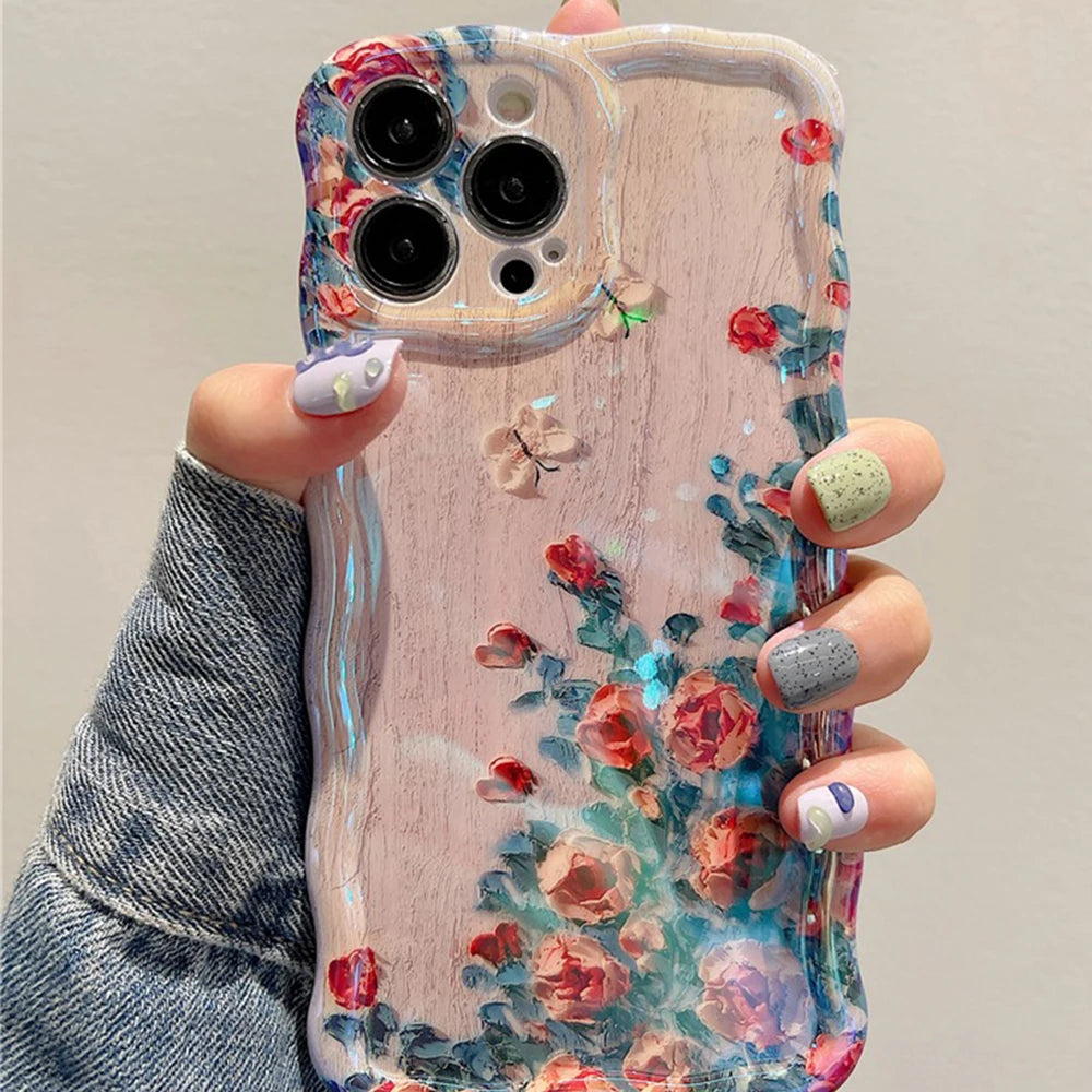 Retro Oil Painting Phone Case for iPhone 11,12,13,14,15,16 Pro & Pro Max