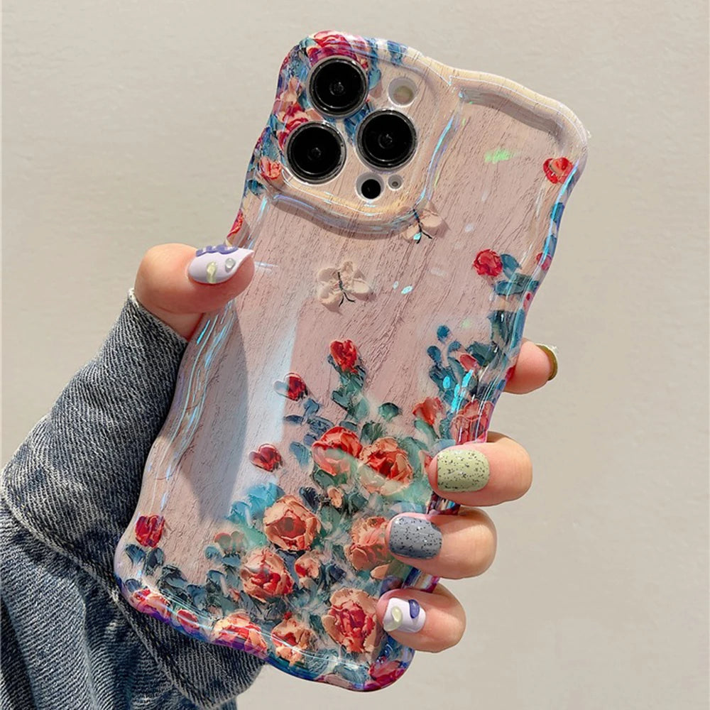 Retro Oil Painting Phone Case for iPhone 11,12,13,14,15,16 Pro & Pro Max