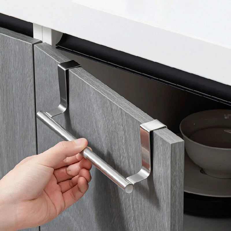 Over Cabinet Towel Rack Kitchen Organiser – No Drill Hanging Dishcloth & Sponge Holder