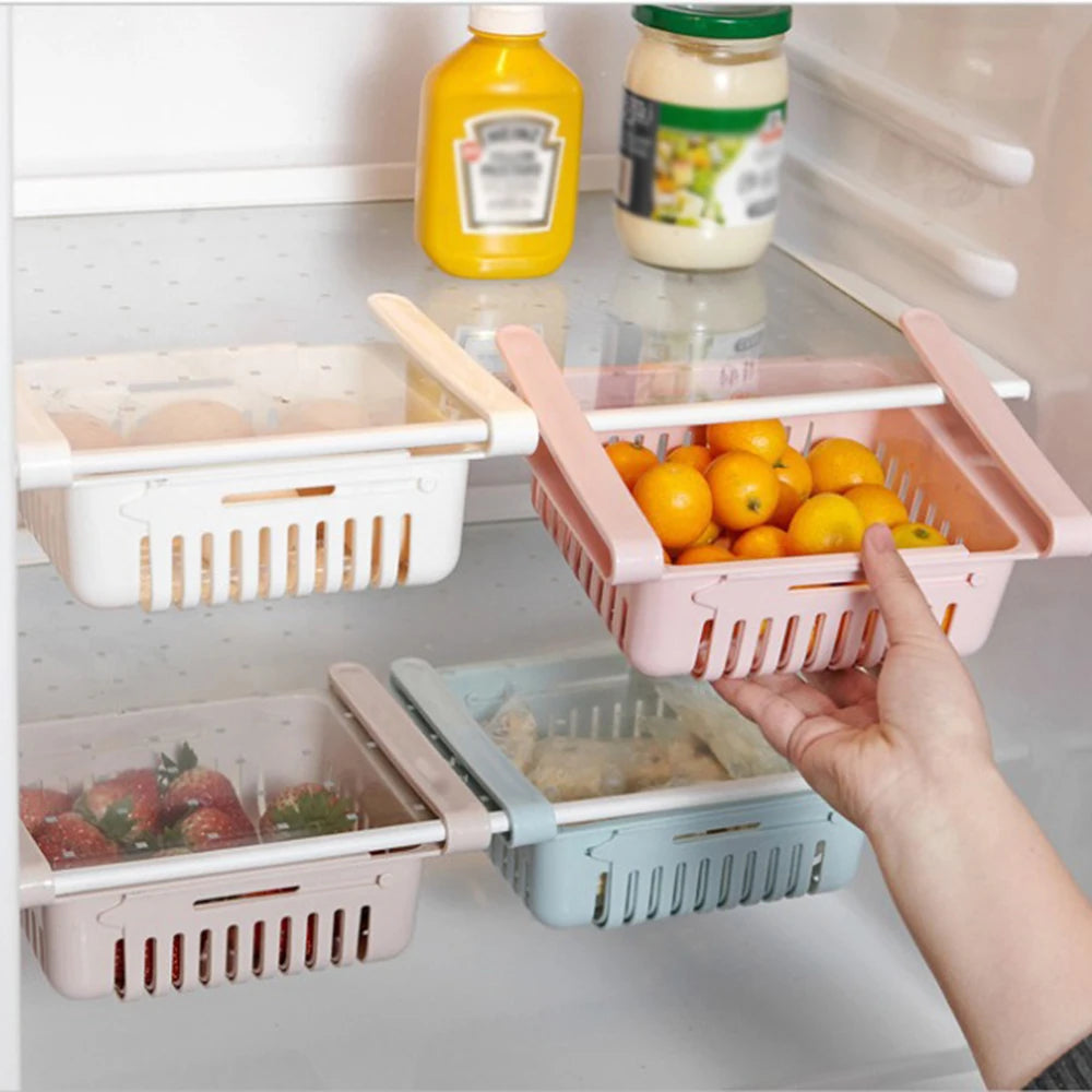 Retractable Fridge Storage Basket – Multi-Functional Kitchen Organiser