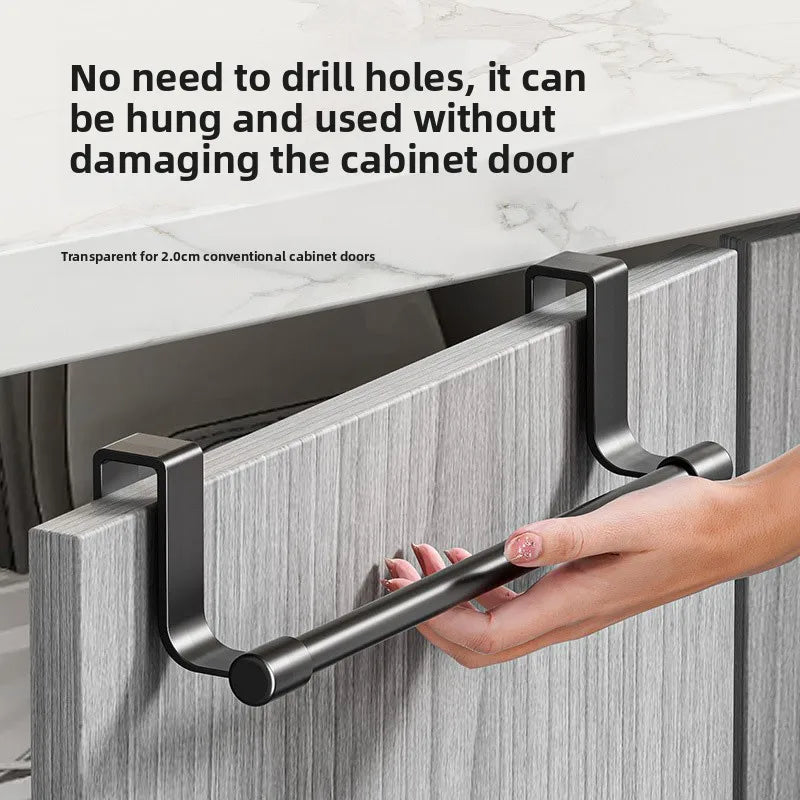 Over Cabinet Towel Rack Kitchen Organiser – No Drill Hanging Dishcloth & Sponge Holder