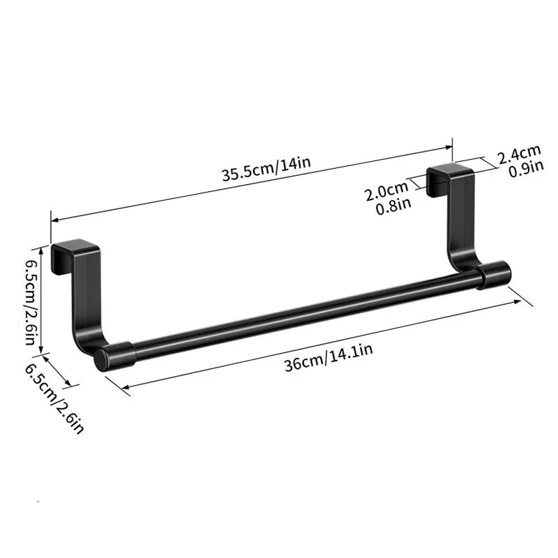 Over Cabinet Towel Rack Kitchen Organiser – No Drill Hanging Dishcloth & Sponge Holder