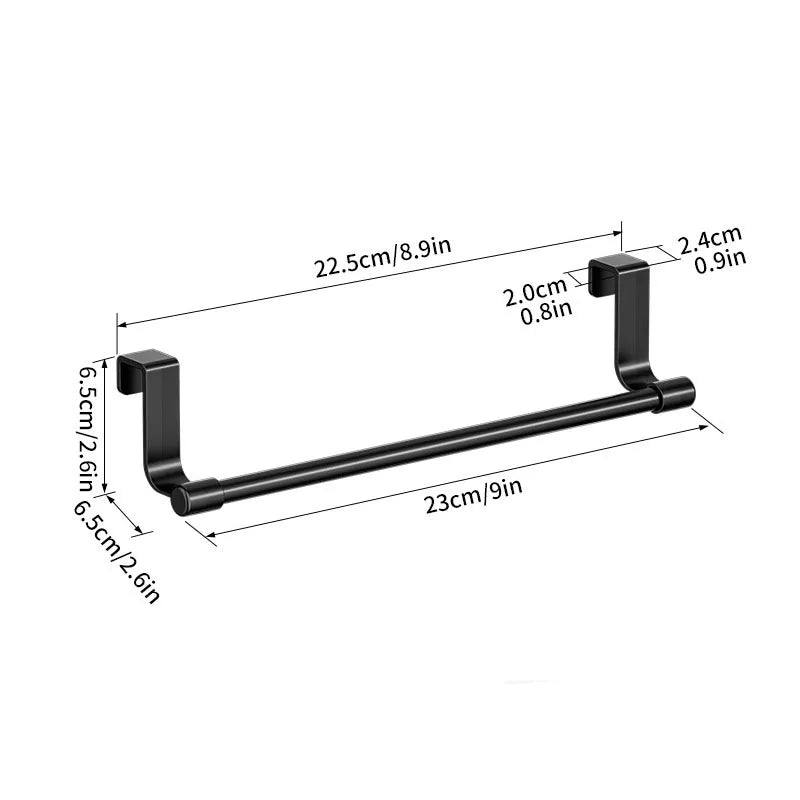Over Cabinet Towel Rack Kitchen Organiser – No Drill Hanging Dishcloth & Sponge Holder