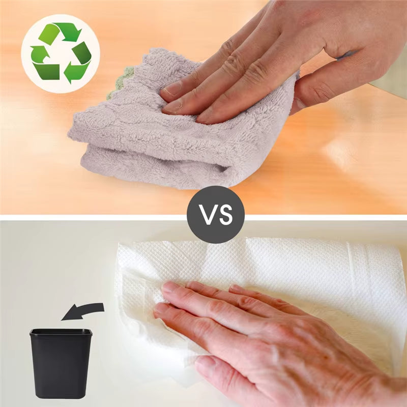 LMETJMA 10Pcs Kitchen Cloth Dish Towels Super Absorbent Coral Velvet Dishtowels Nonstick Oil Washable Fast Drying JT224
