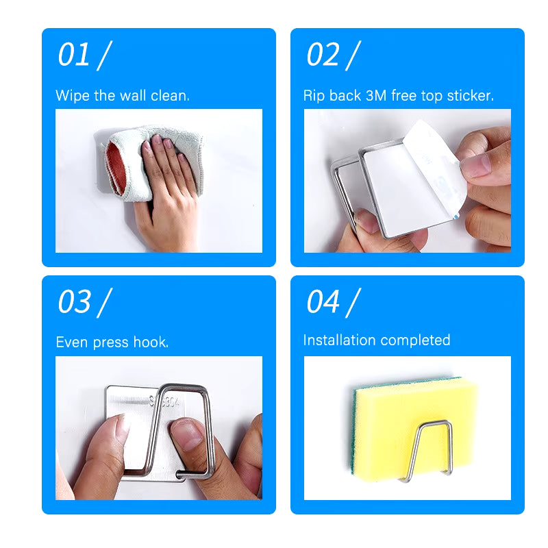 Sponge Holder Soap Drying Rack Self Adhesive Sink