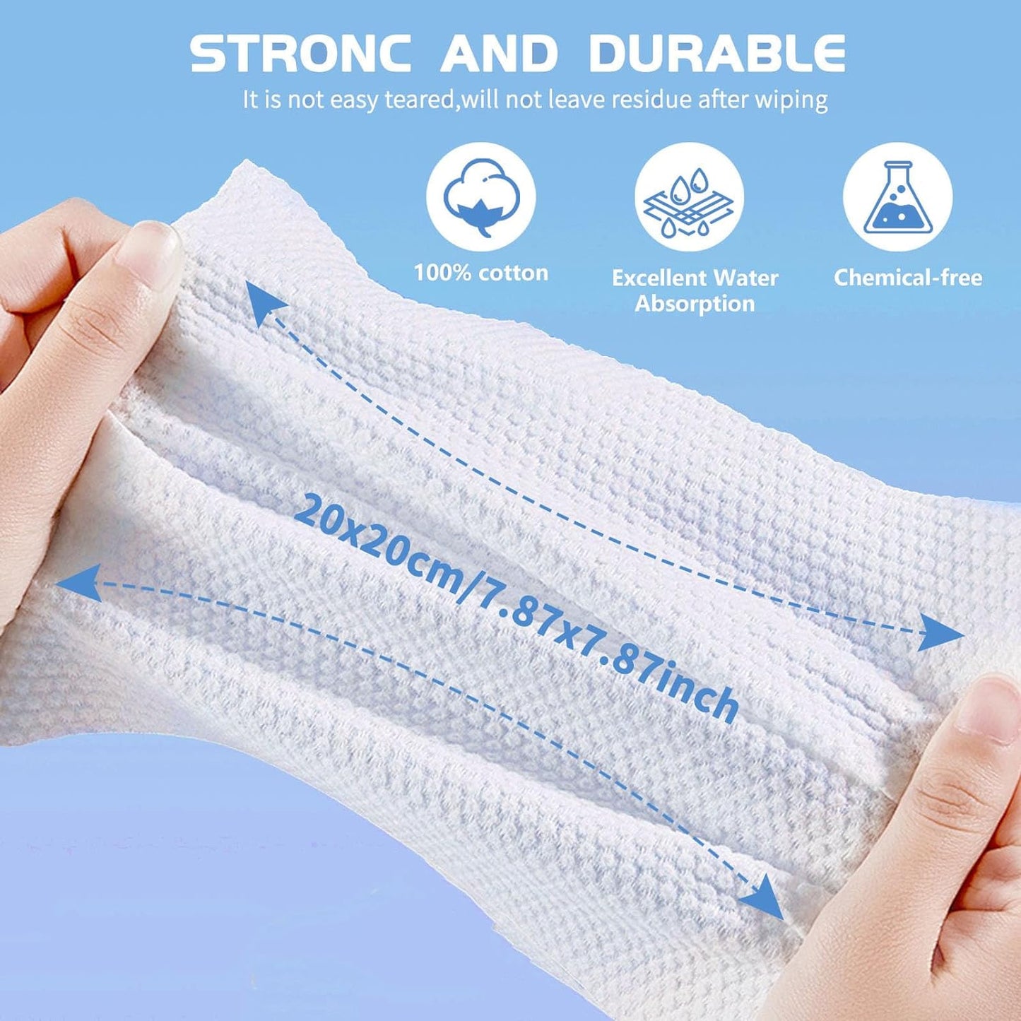 Cotton Facial Dry Wipes 100 Count Tissue,Multi-Purpose for Skin Care, Make-Up Wipes, Face Wipes and Facial Cleansing