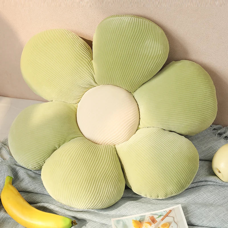 Pink Flower Cushion for Bedroom & Bay Window. Soft Six Petal Pillow