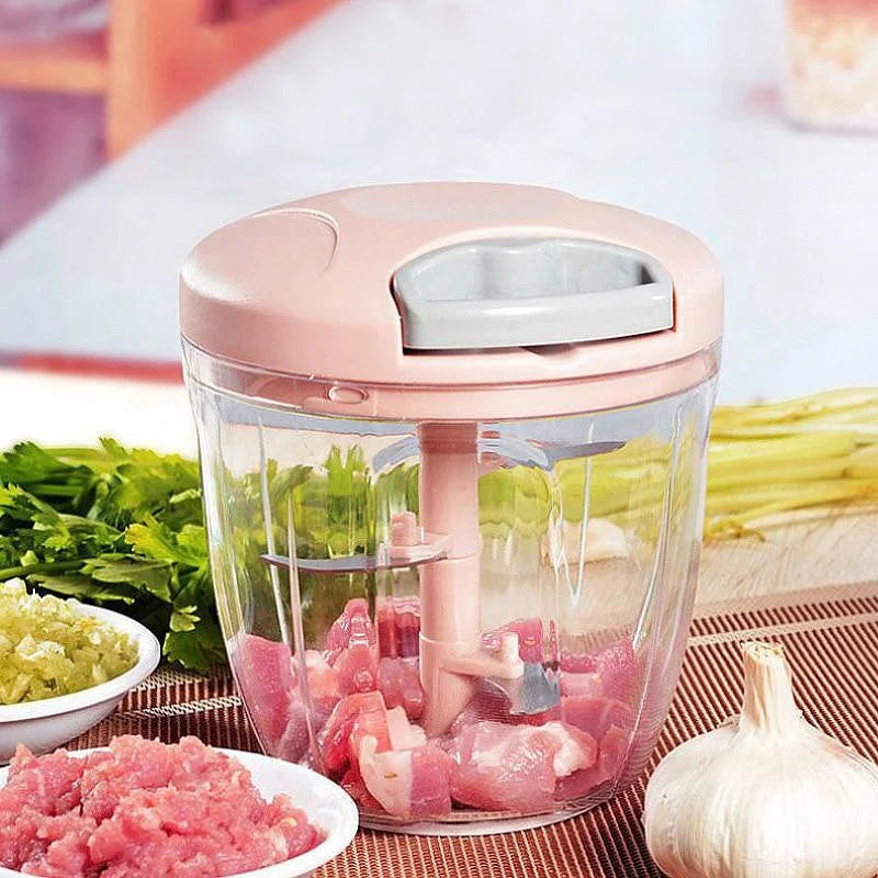 Manual Meat & Vegetable Chopper – 500/900ML hand-crank mincer for garlic, onion and more