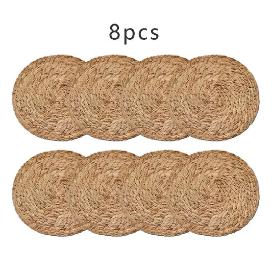 Handwoven Rattan Placemats – Round Heat-Resistant Table Mats for Dining & Decor