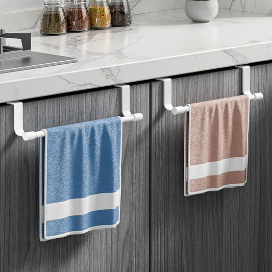 Over Cabinet Towel Rack Kitchen Organiser – No Drill Hanging Dishcloth & Sponge Holder