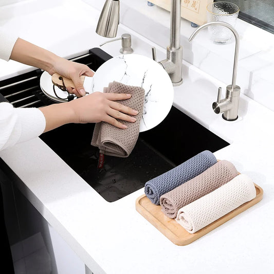  Soft, Absorbent Kitchen Cleaning Towel - 100% Cotton Dishcloth