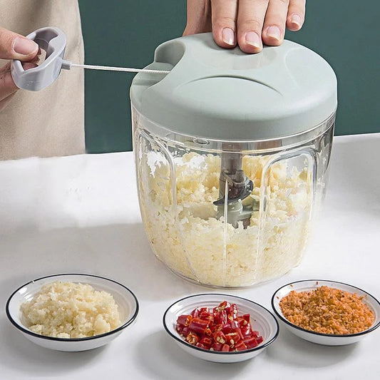 Manual Meat & Vegetable Chopper – 500/900ML hand-crank mincer for garlic, onion and more