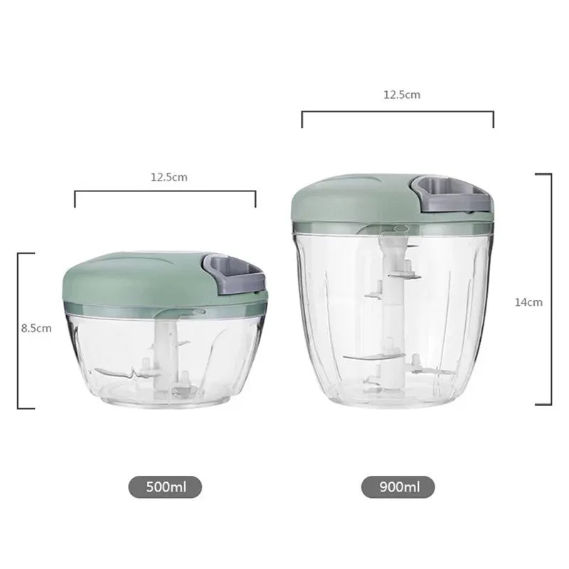 Manual Meat & Vegetable Chopper – 500/900ML hand-crank mincer for garlic, onion and more