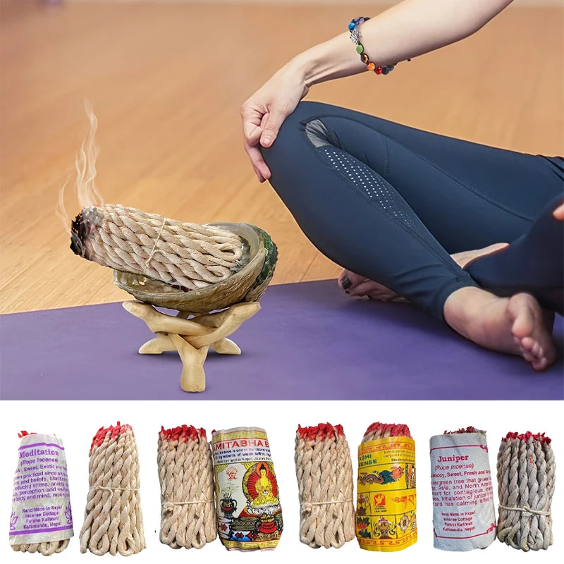 40Pc Himalaya Rope Incense- Handmade yoga aromatherapy with sage, patchouli and cedar