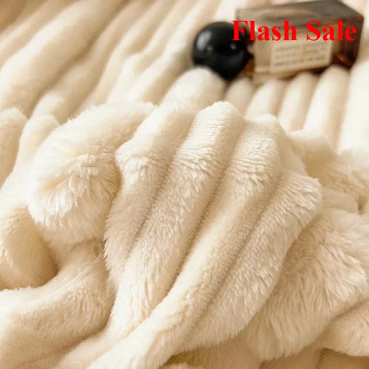 Premium plush blanket for winter comfort. Rabbit plush