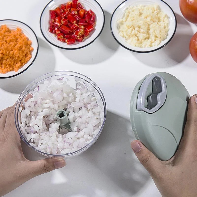 Manual Meat & Vegetable Chopper – 500/900ML hand-crank mincer for garlic, onion and more