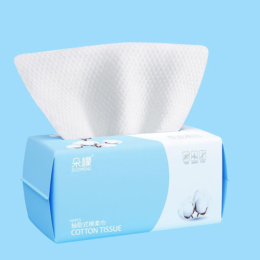 Cotton Facial Dry Wipes 100 Count Tissue,Multi-Purpose for Skin Care, Make-Up Wipes, Face Wipes and Facial Cleansing